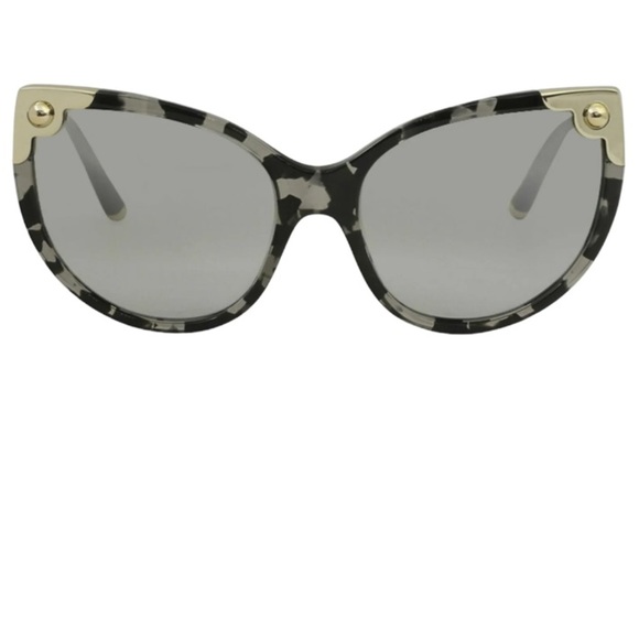 $420 Dolce&Gabbana Mirror Cat Eye Sunglasses Silver Mirror Lens Gray Havana Fram main image 10